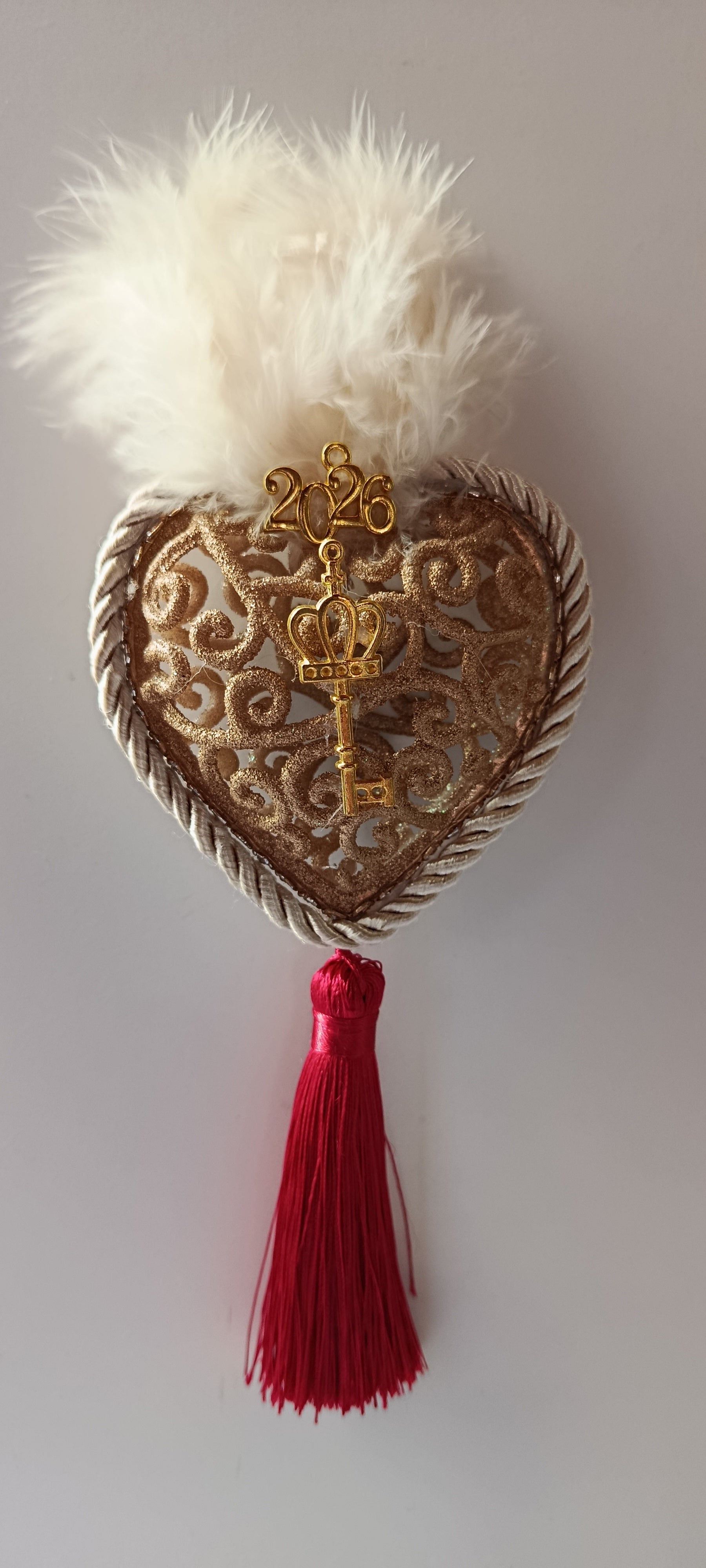 Γούρι 2026-Χριστουγεννιάτικο Στολίδι Gold Heart #0043