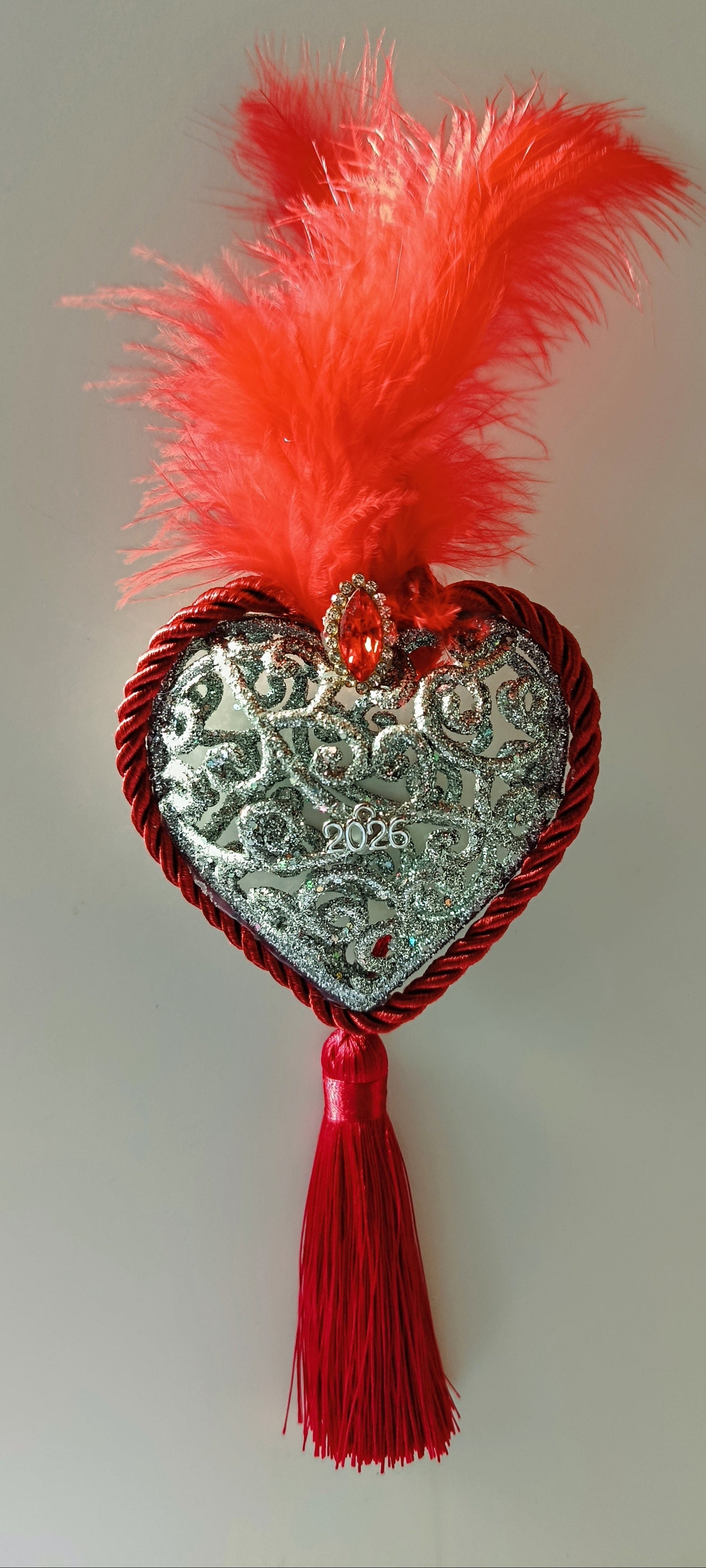 Γούρι 2026-Χριστουγεννιάτικο Στολίδι Silver Heart #0033