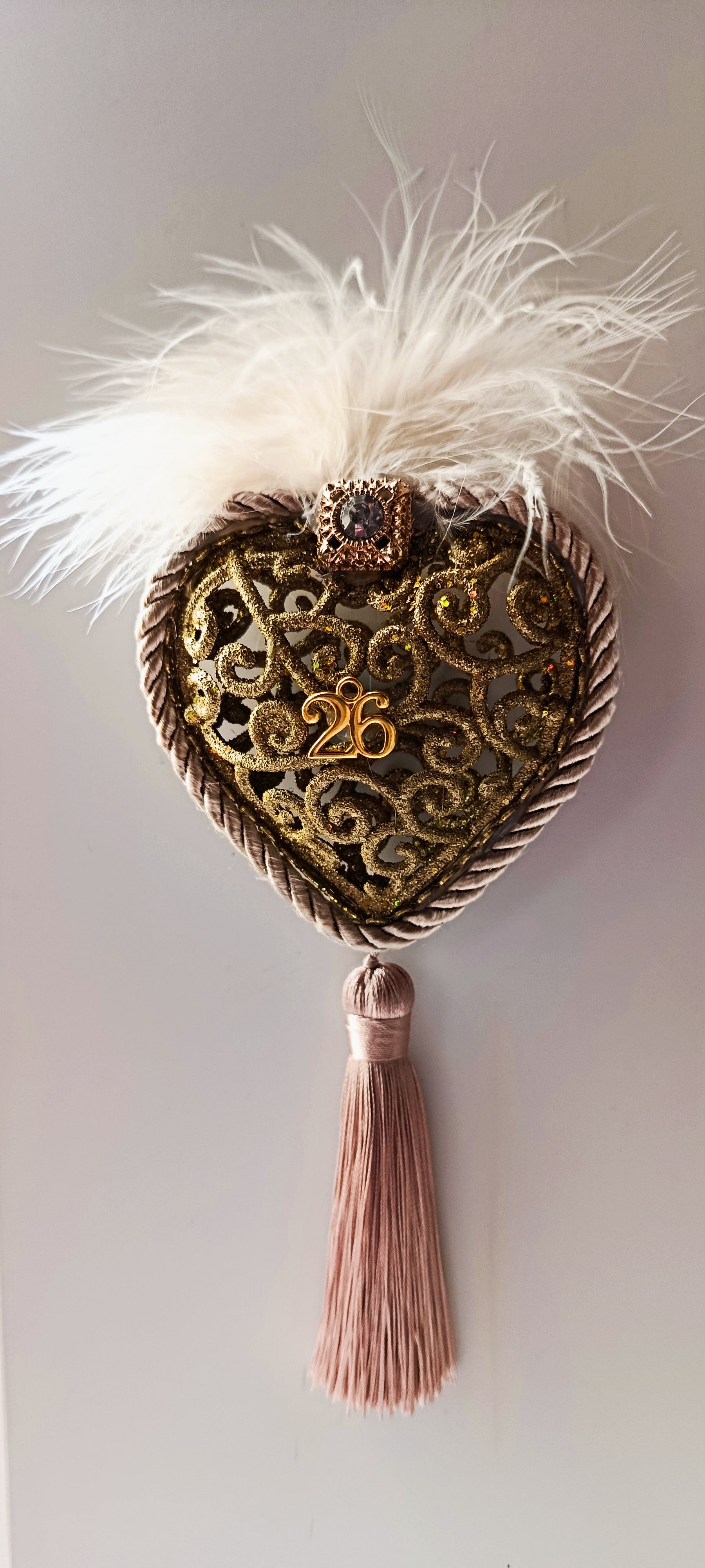 Γούρι 2026-Χριστουγεννιάτικο Στολίδι Gold Heart #0011