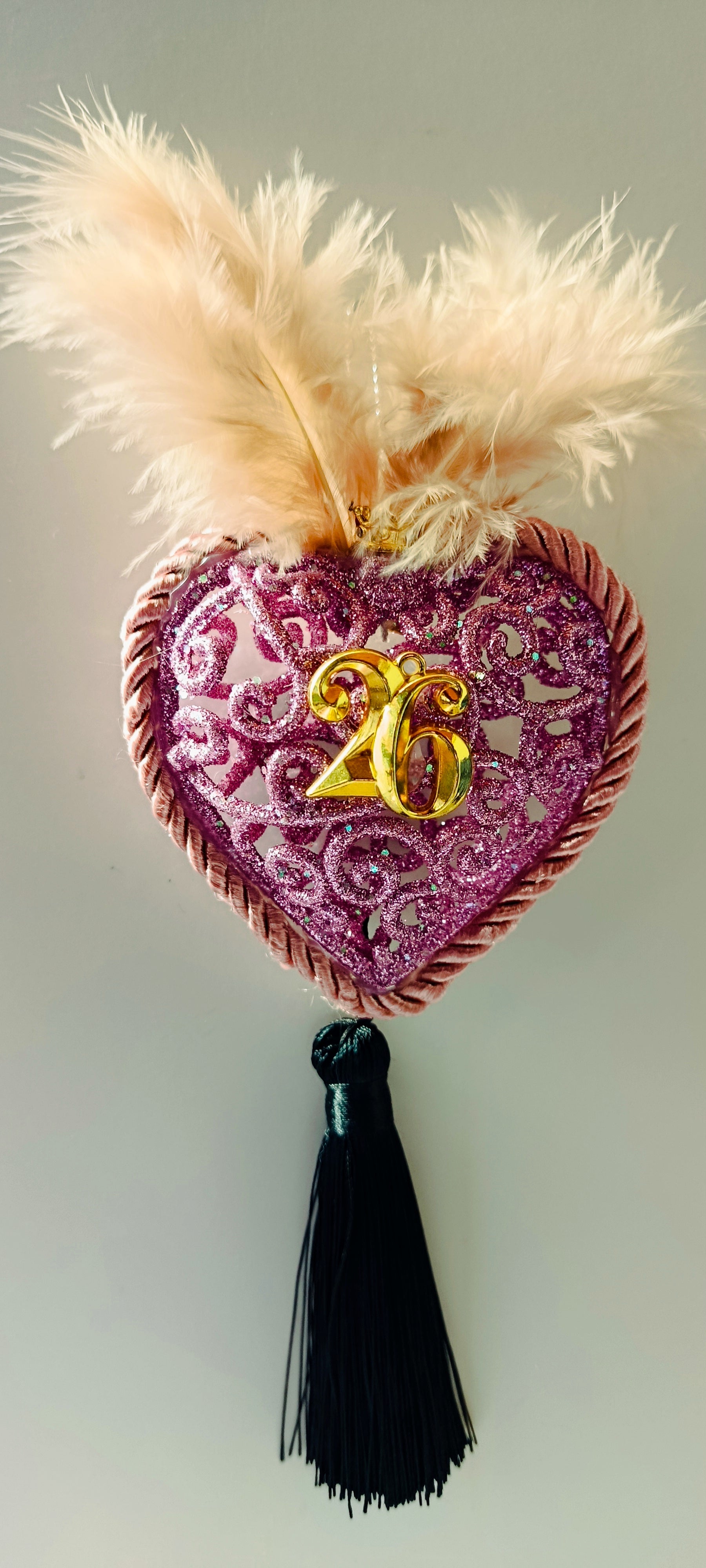 Γούρι 2026-Χριστουγεννιάτικο Στολίδι Pink Heart #002