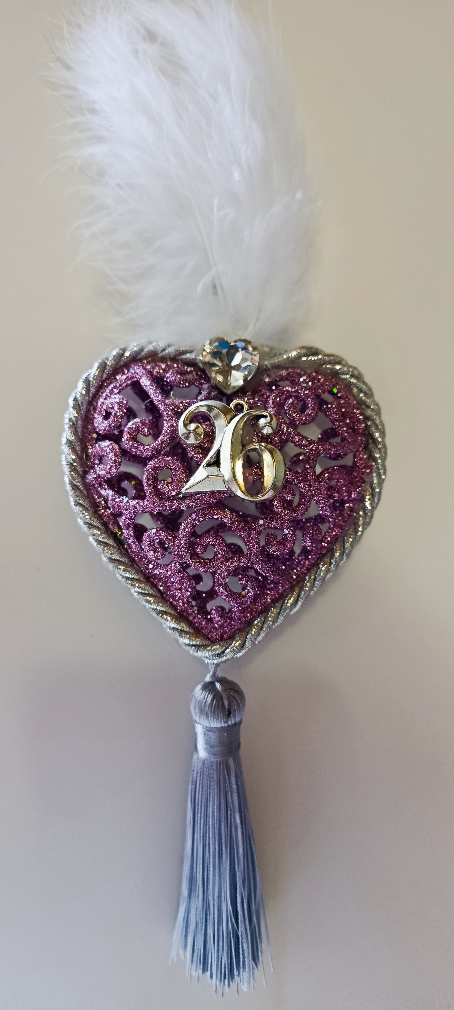 Γούρι 2026-Χριστουγεννιάτικο Στολίδι Pink-Purple Heart #009