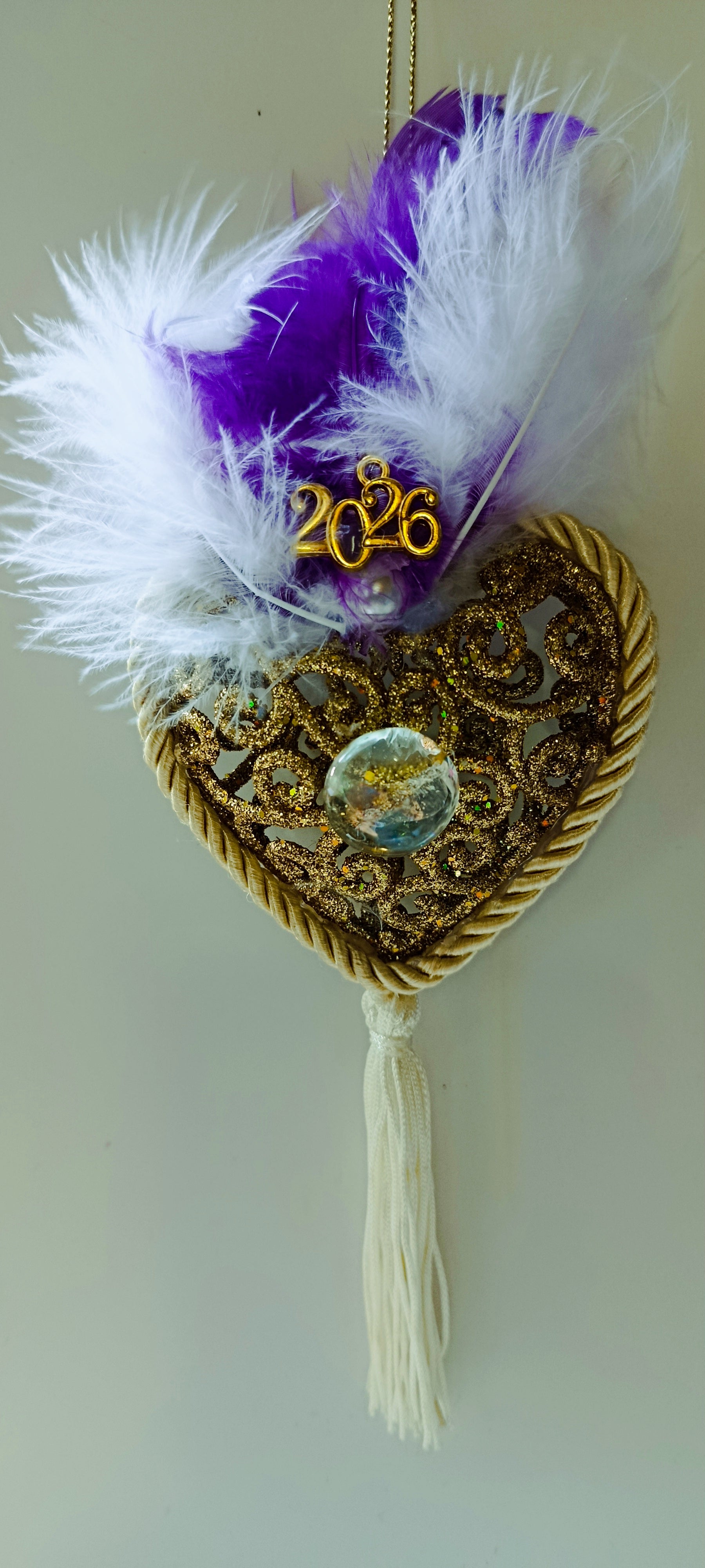 Γούρι 2026-Χριστουγεννιάτικο Στολίδι Gold Heart #0035