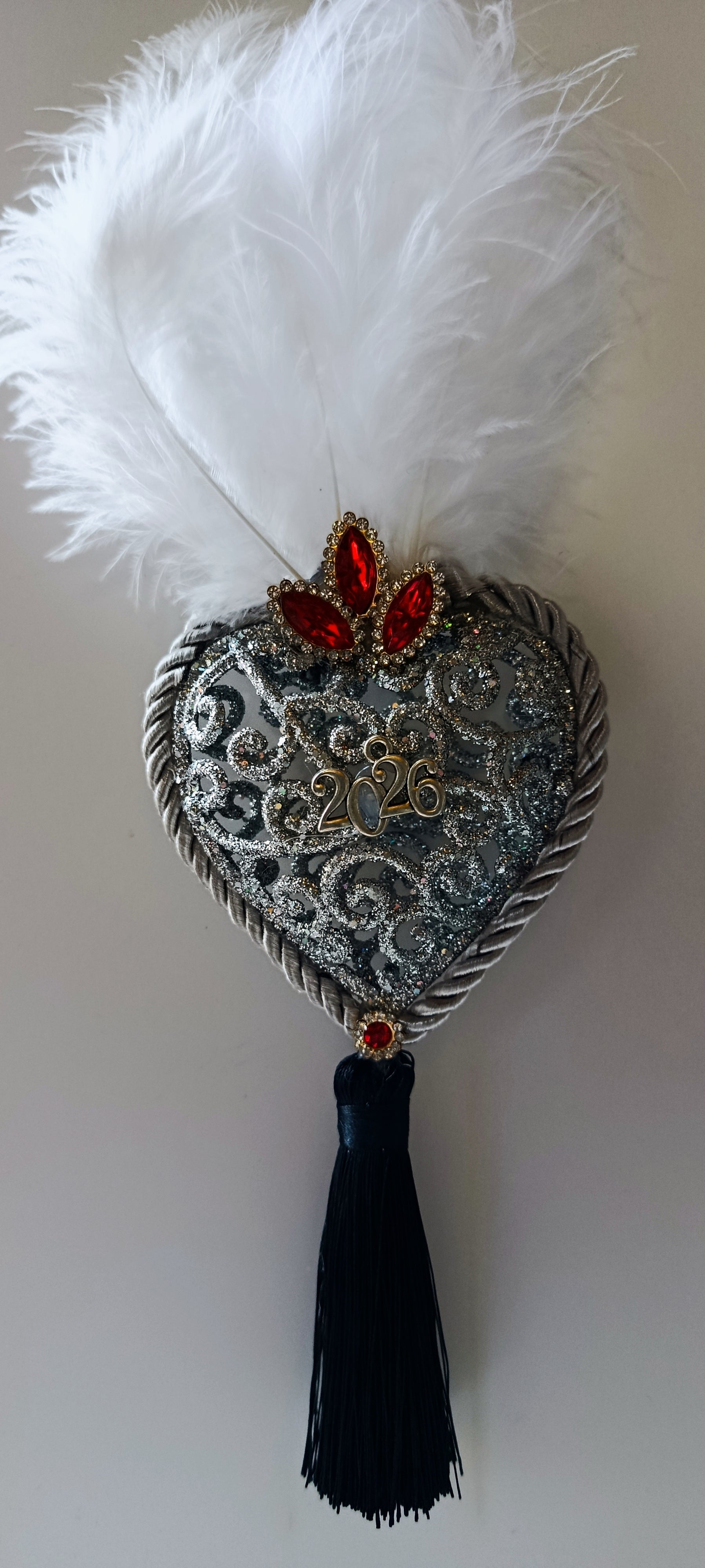 Γούρι 2026-Χριστουγεννιάτικο Στολίδι Silver Heart #0037