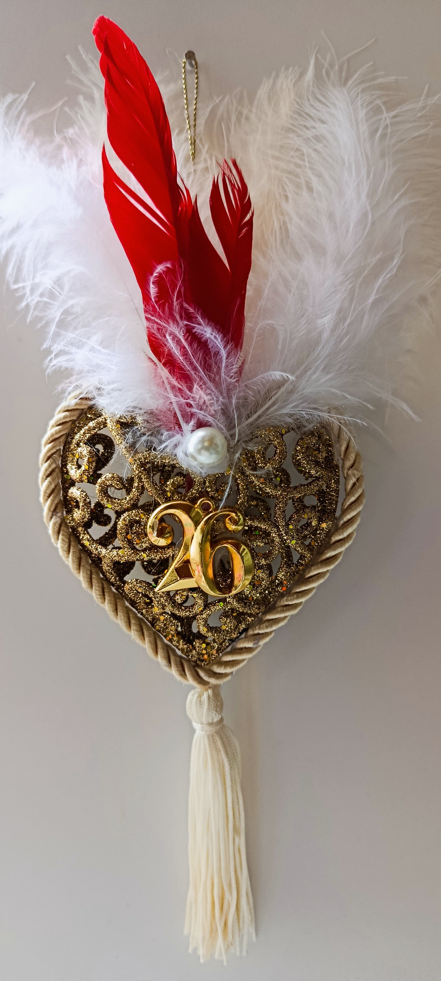 Γούρι 2026-Χριστουγεννιάτικο Στολίδι Gold Heart #0026