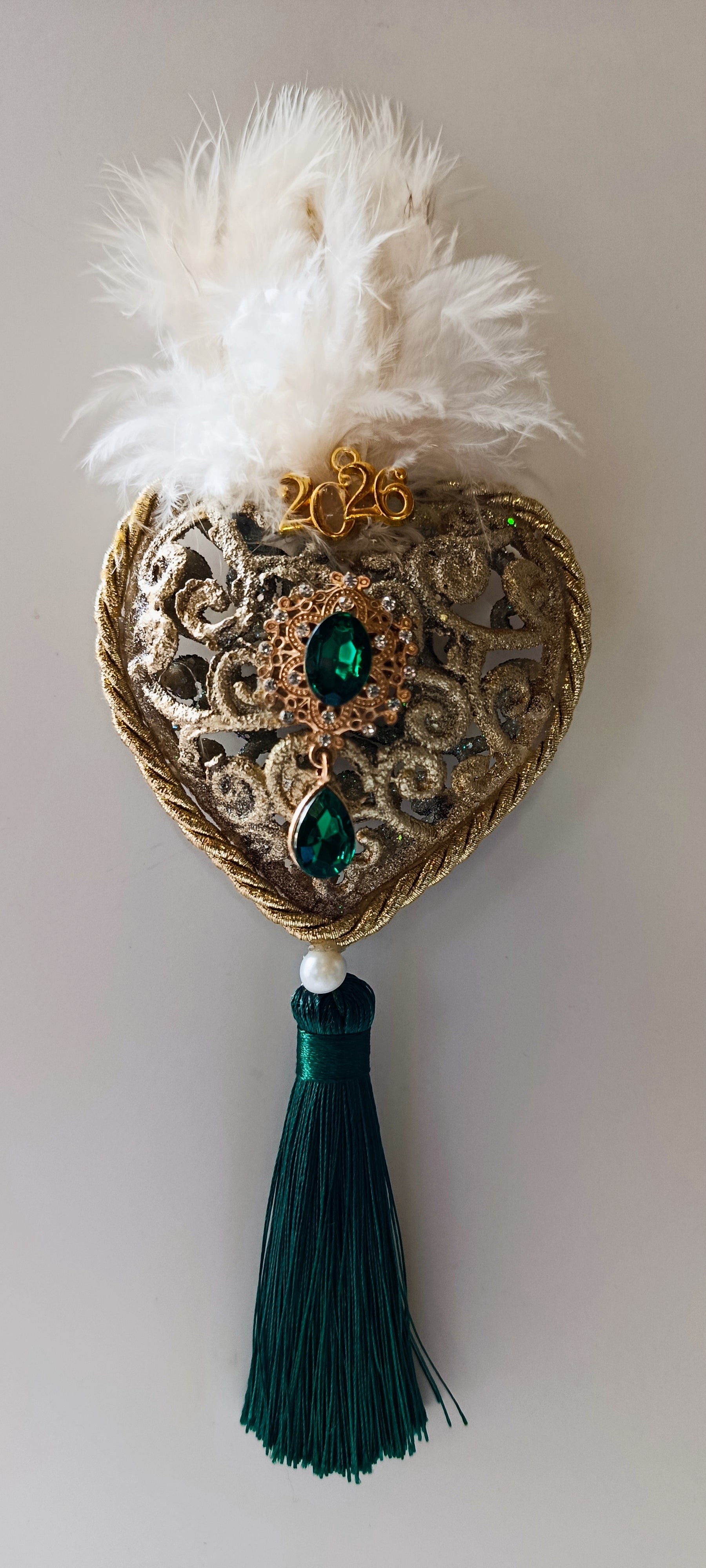 Γούρι 2026-Χριστουγεννιάτικο Στολίδι Gold Heart #0028