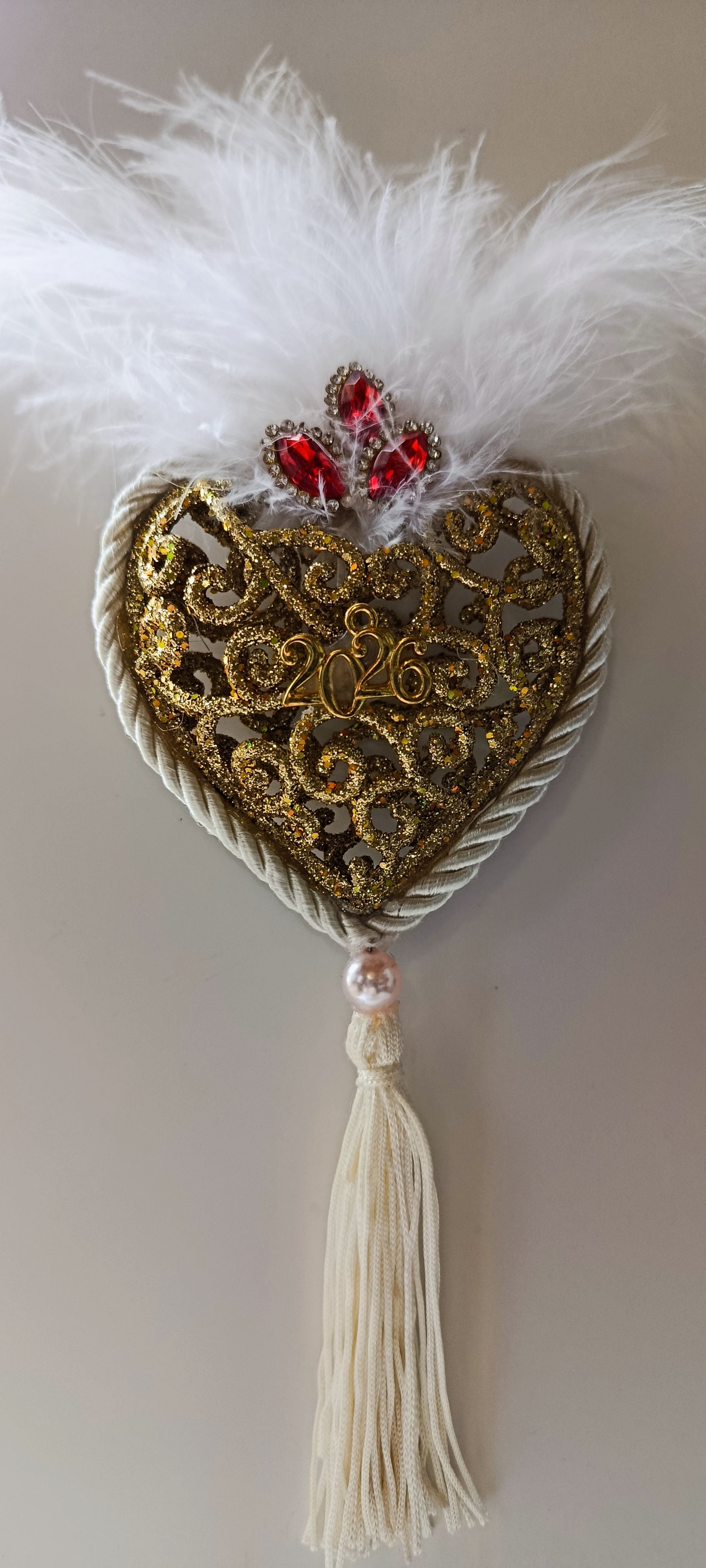 Γούρι 2026-Χριστουγεννιάτικο Στολίδι Gold Heart #0027