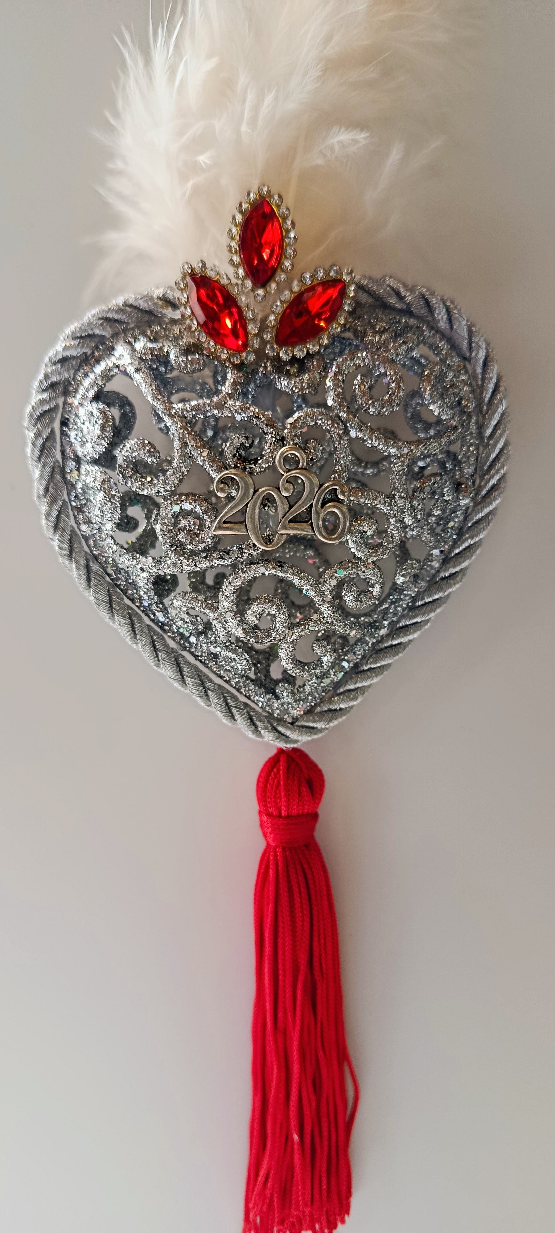 Γούρι 2026-Χριστουγεννιάτικο Στολίδι Silver Heart #0028