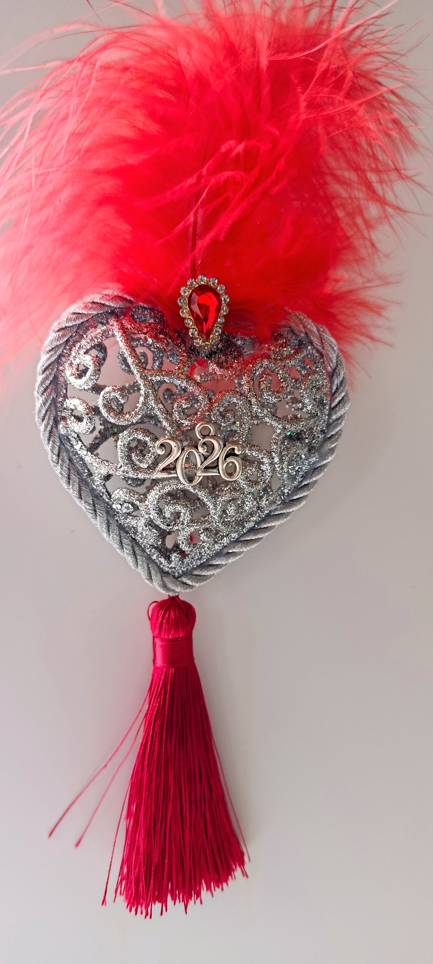 Γούρι 2026-Χριστουγεννιάτικο Στολίδι Silver Heart #0026