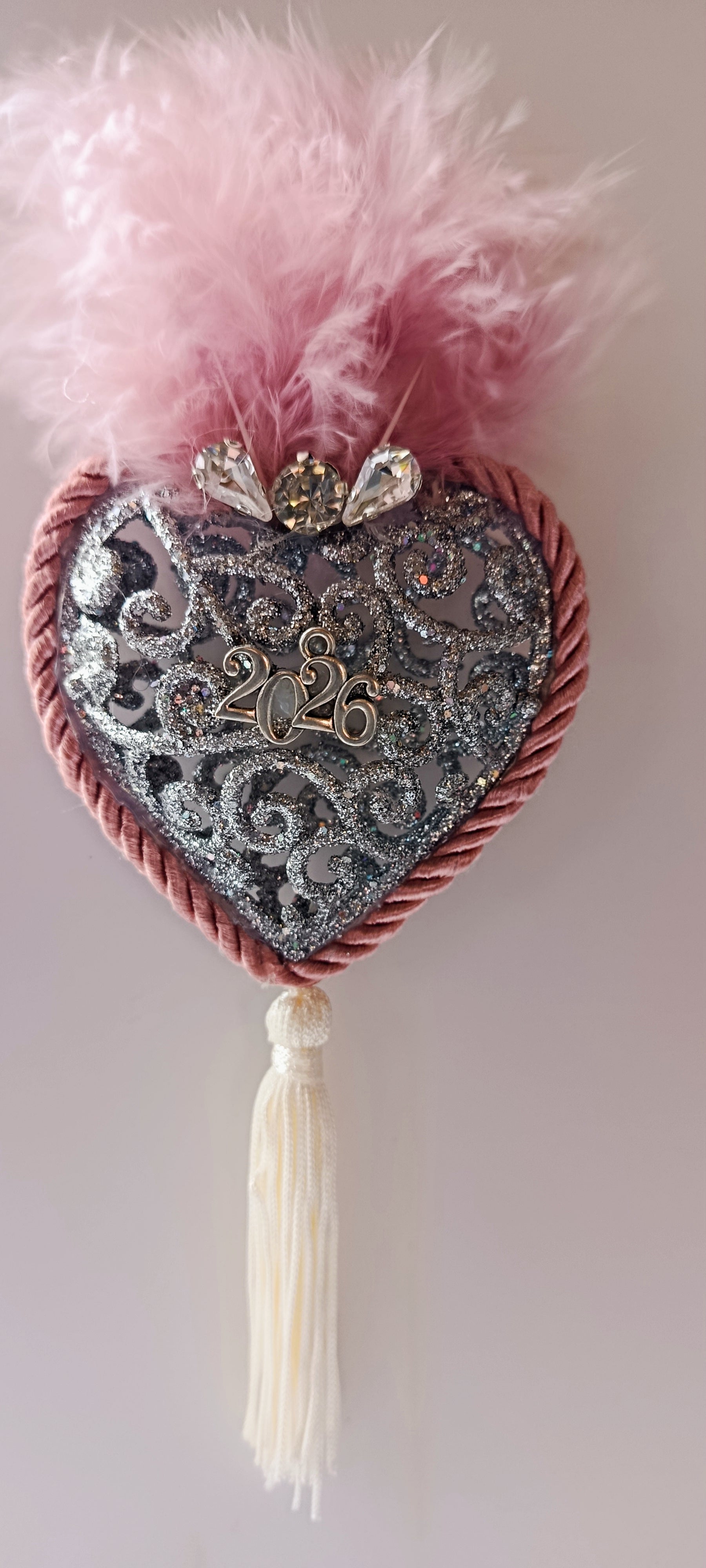 Γούρι 2026-Χριστουγεννιάτικο Στολίδι Silver Heart #0024