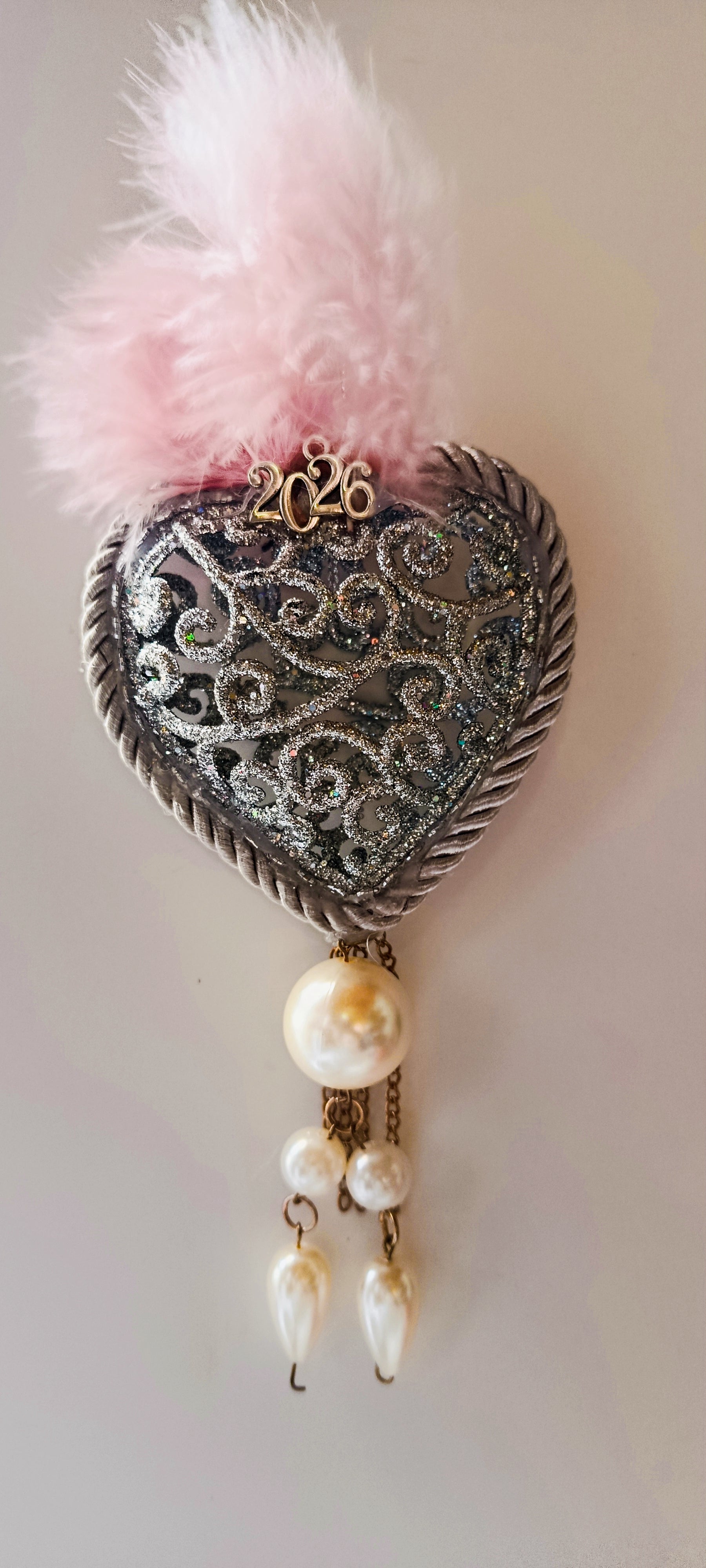 Γούρι 2026-Χριστουγεννιάτικο Στολίδι Silver Heart #003