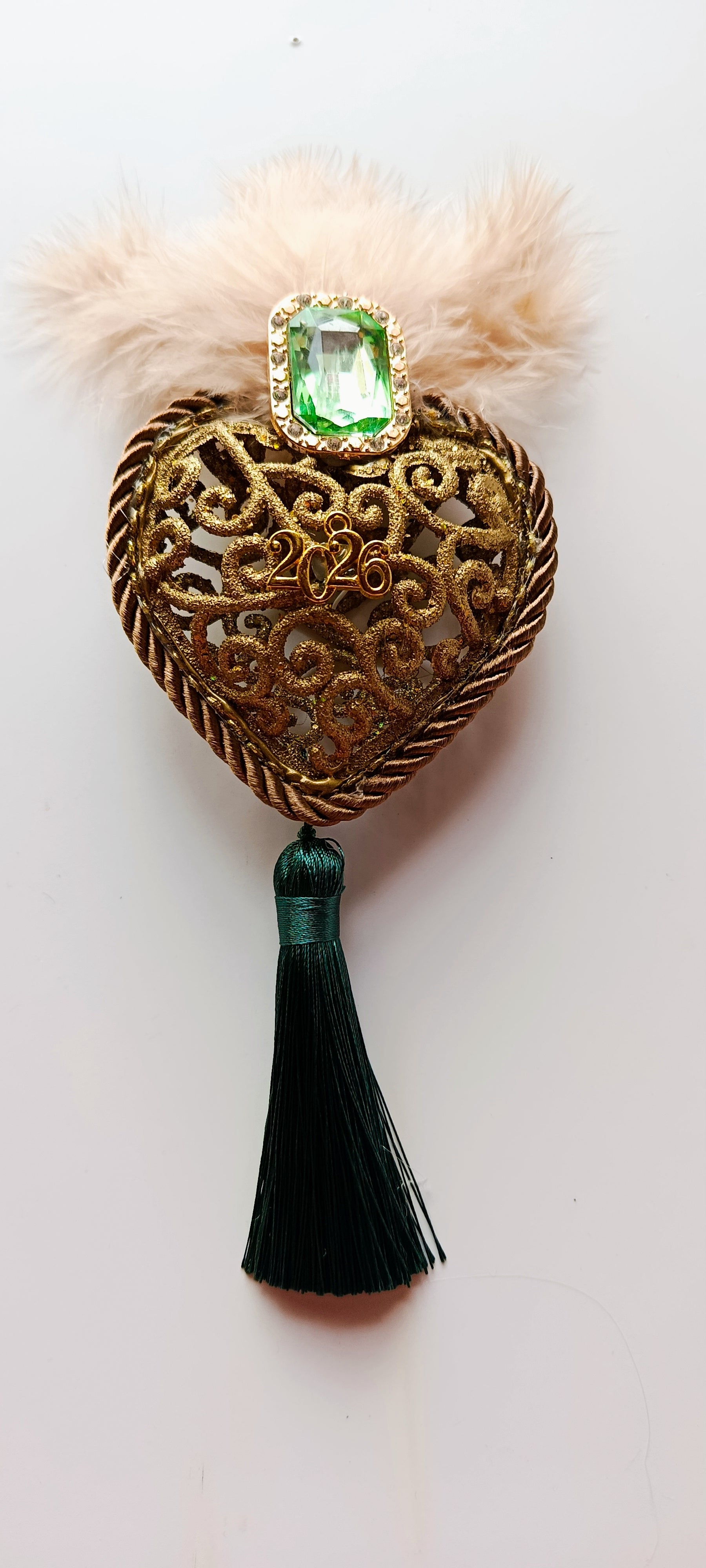 Γούρι 2026-Χριστουγεννιάτικο Στολίδι Gold Heart #0019