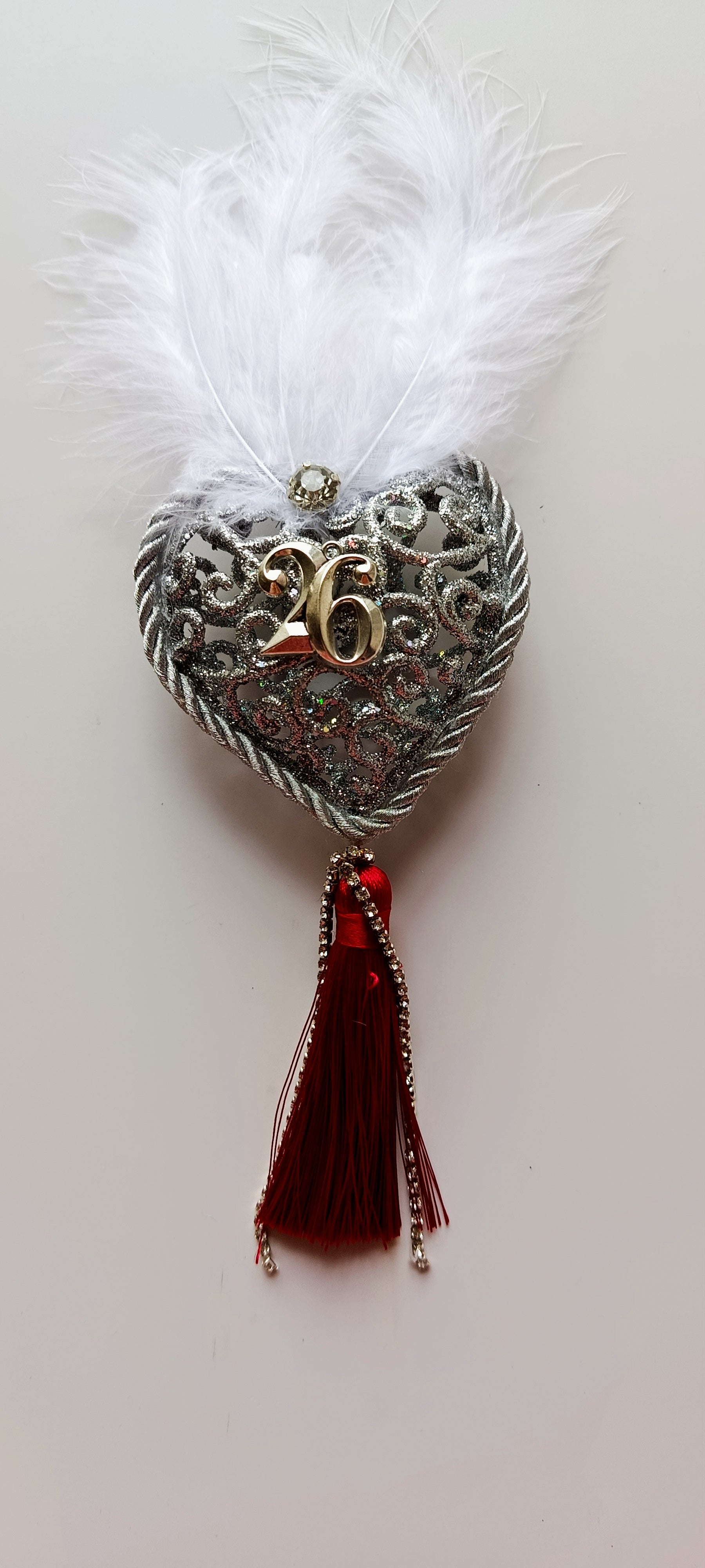 Γούρι 2026-Χριστουγεννιάτικο Στολίδι Silver Heart #0014