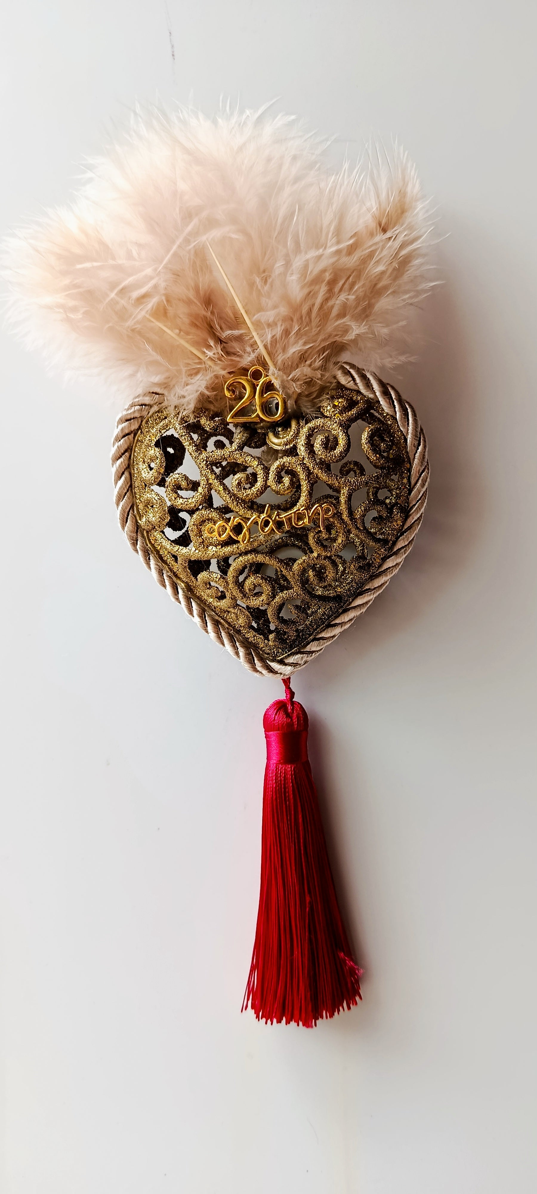 Γούρι 2026-Χριστουγεννιάτικο Στολίδι Gold Heart #0023