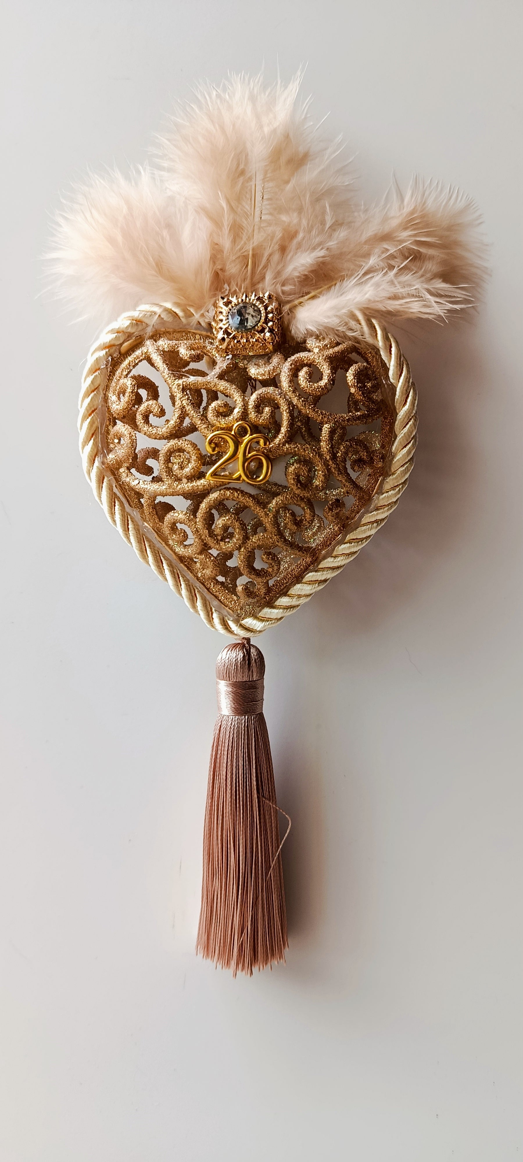 Γούρι 2026-Χριστουγεννιάτικο Στολίδι Gold Heart #0015