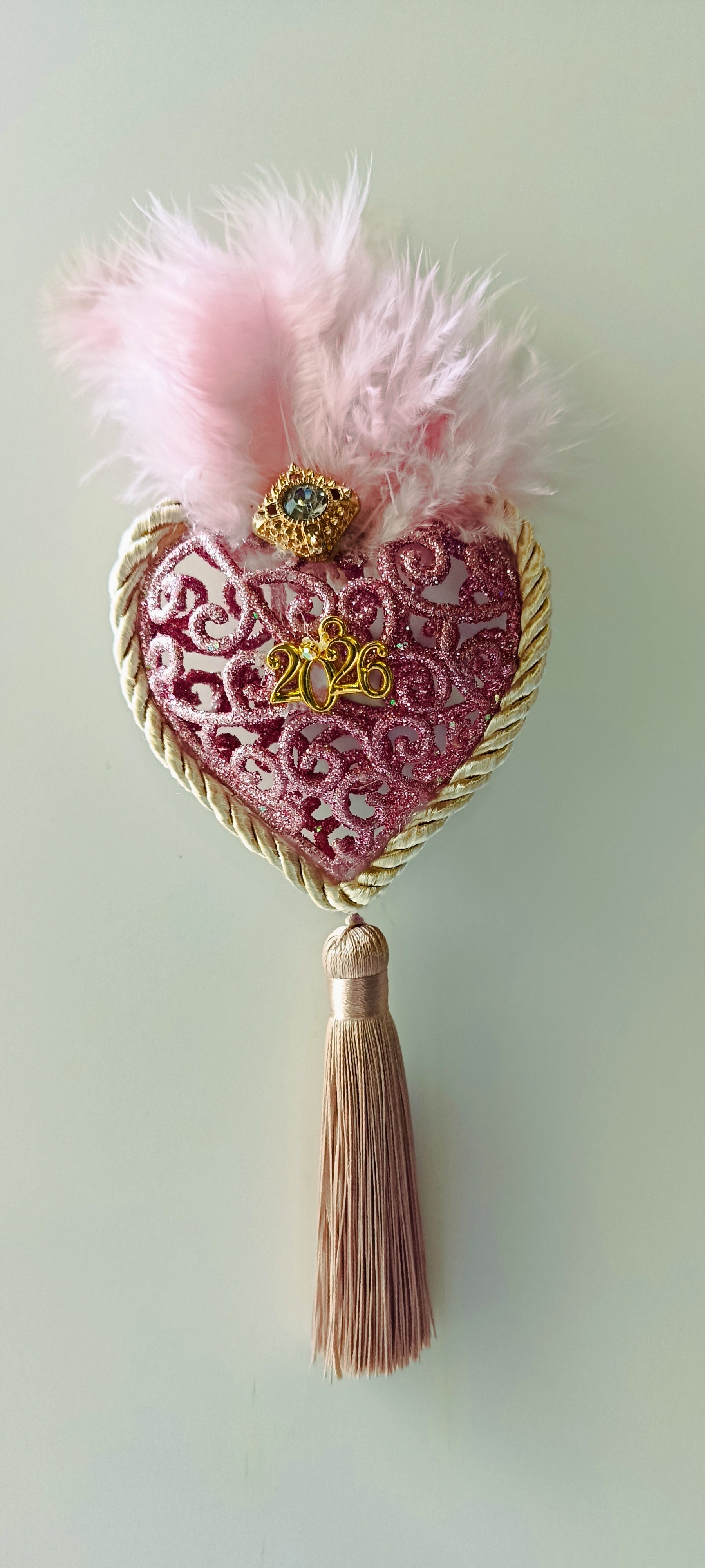 Γούρι 2026-Χριστουγεννιάτικο Στολίδι Pink Heart #005