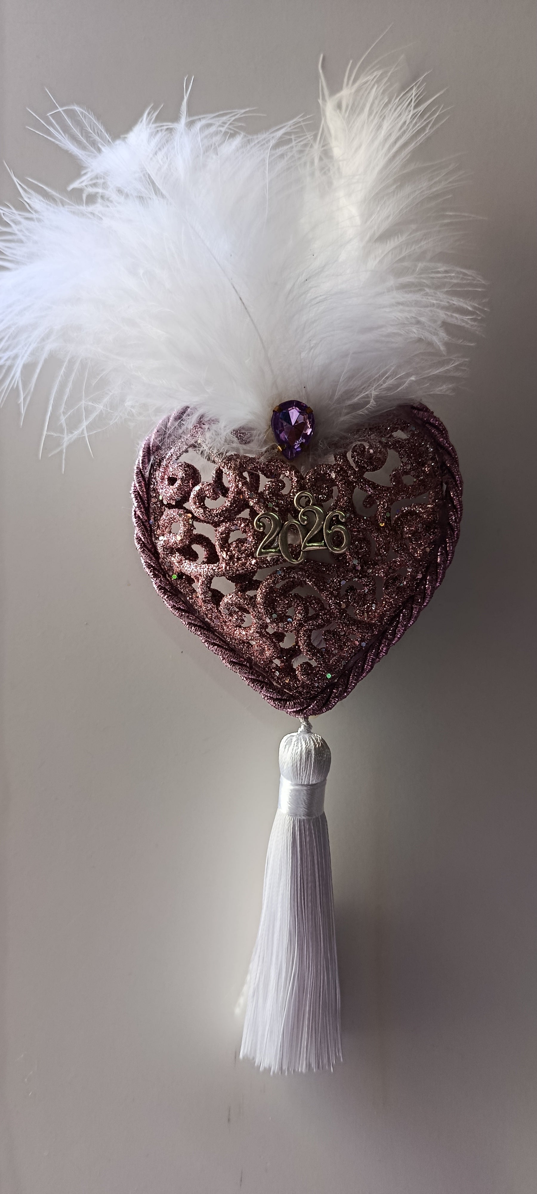 Γούρι 2026-Χριστουγεννιάτικο Στολίδι Pink-Purple Heart #0013