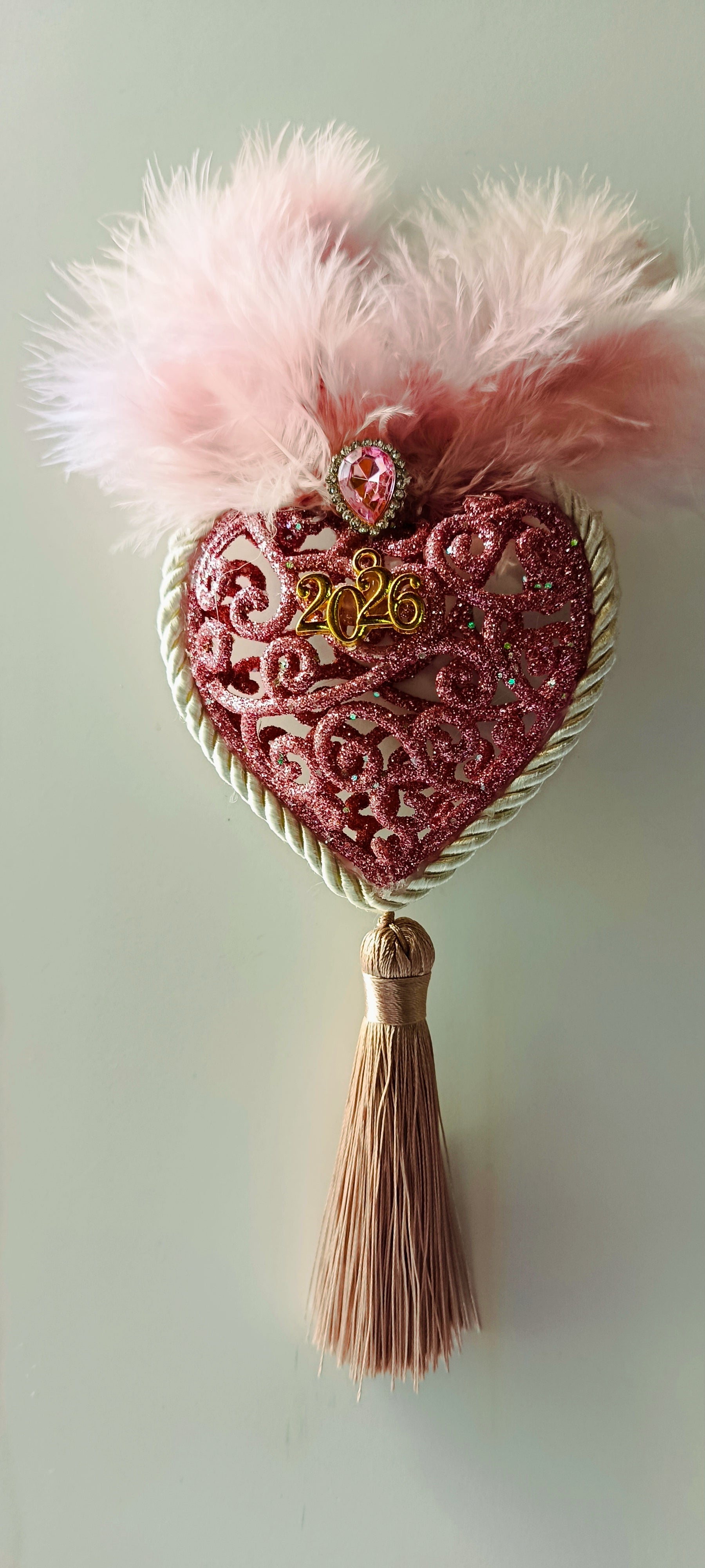 Γούρι 2026-Χριστουγεννιάτικο Στολίδι Pink Heart #004