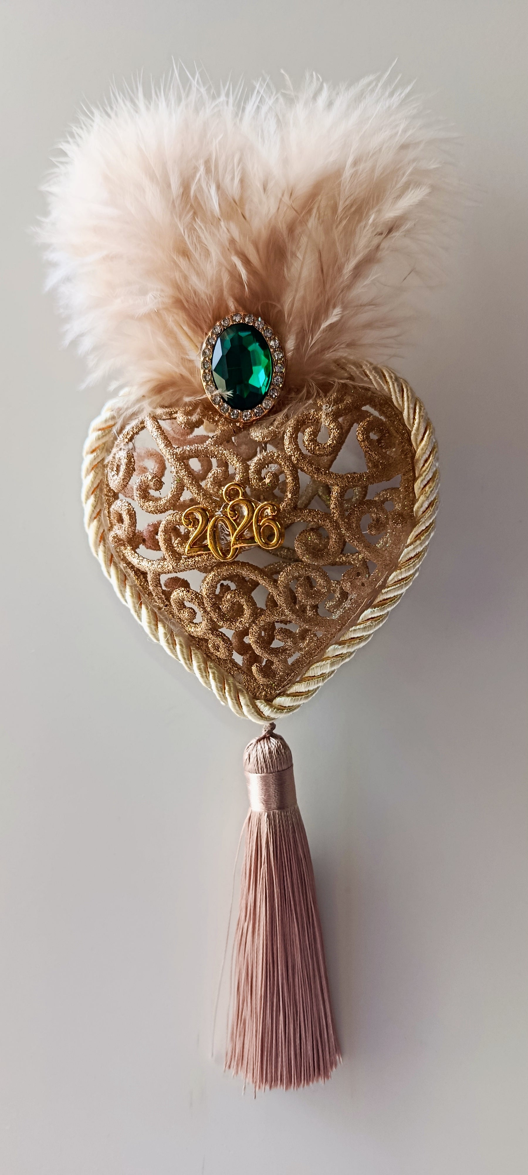 Γούρι 2026-Χριστουγεννιάτικο Στολίδι Gold Heart #0012