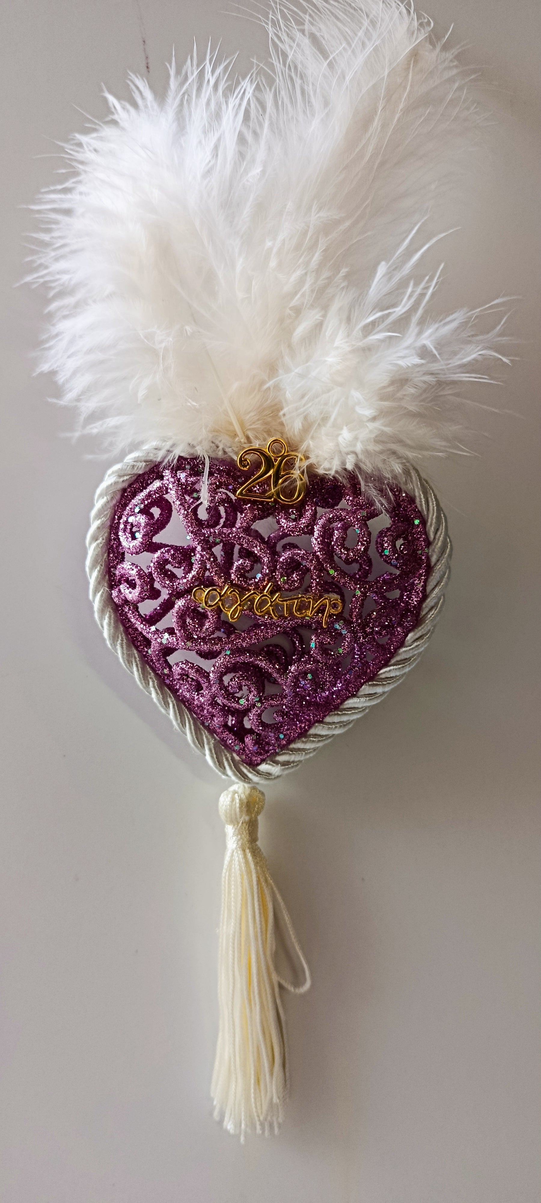 Γούρι 2026-Χριστουγεννιάτικο Στολίδι Pink-Purple Heart #001